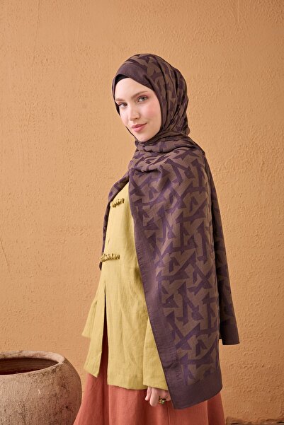 Silk Home Naia Cotton Shawl Elio Brown-Purple