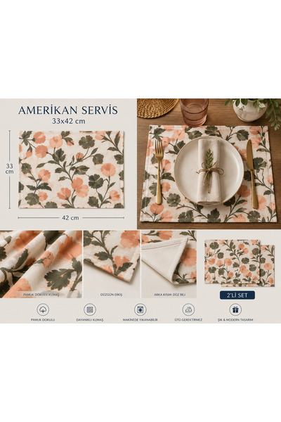 Glowear Atelier American Service Set of 2 with Double-Sided Linen Texture