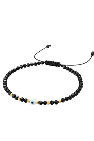 OEM Adjustable cord bracelet with Protective Eye and 6 beads of 2.5mm in 14k ...