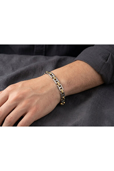 Mia Donna Two-Tone Modern Bakla Tasarım Çelik Unisex Bileklik