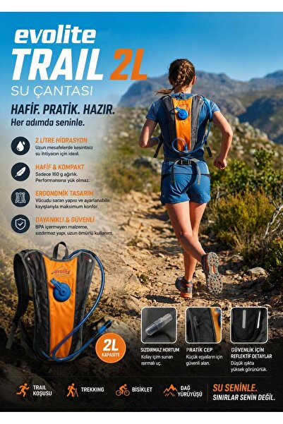 Evolite Trail 2L Hydration Bag Water Bag 2 Liter Lightweight Running Trekking...
