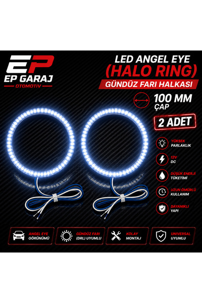 EP GARAJ OTOMOTİV UNİVERSAL LED ANGEL EYE (HALO RING) GÜNDÜZ FARI HALKASI 100...