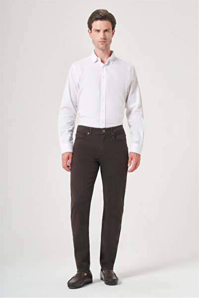 İmza Brown 5 Pocket Gabardine Slim Fit Cotton Denim Jean Jeans Trousers 10032...