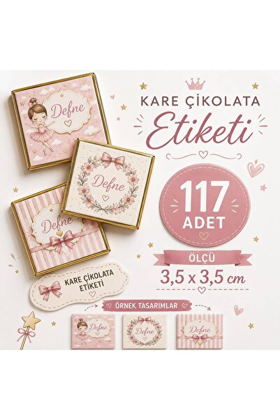 YEAP OFFICE Kişiye Özel İsimli Kare Çikolata Etiketi Yapışkanlı 117 Adet (3,5...