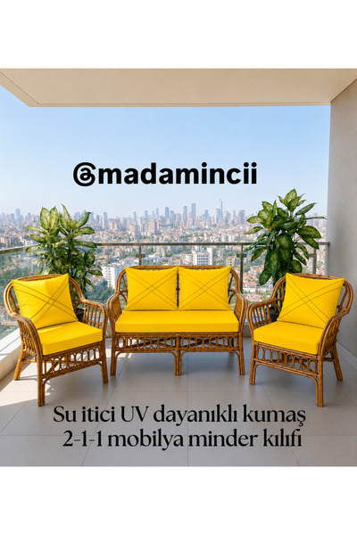 MADAMİNCİ Bahçe Mobilyası Minder Kılıfı 2+1+1 | Balkon Koltuk Minder Kılıfı |...
