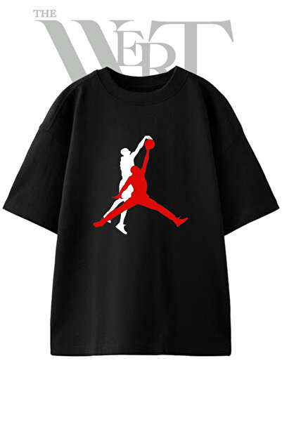 THEWERT Basketball Smac Design Printed Unisex Black Oversize T-Shirt
