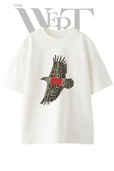 THEWERT Tricou oversize alb unisex cu imprimeu Kartal Kizil Human Design