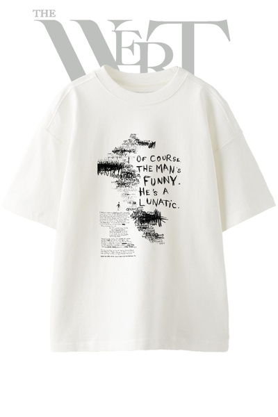 THEWERT Μπλουζάκι Charlie Chaplin με στάμπα σχεδίου, Unisex, λευκό, oversized
