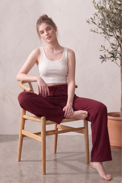 Farya Home High Waist Wide Leg Striped Camisole Summer Pajama Bottoms