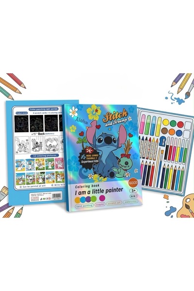 QUEEN AKSESUAR Stitch faaliyet aktivite kutusu Seti 42 Parça Boyama kazıma De...