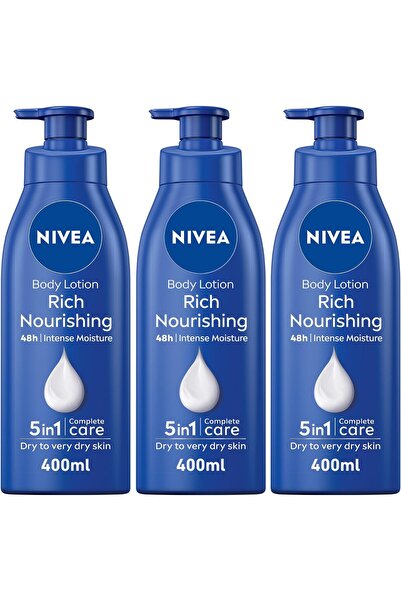 NIVEA لوشن مغذي للجسم للبشرة شديدة الجفاف بزيت اللوز - 3 × 400 مل