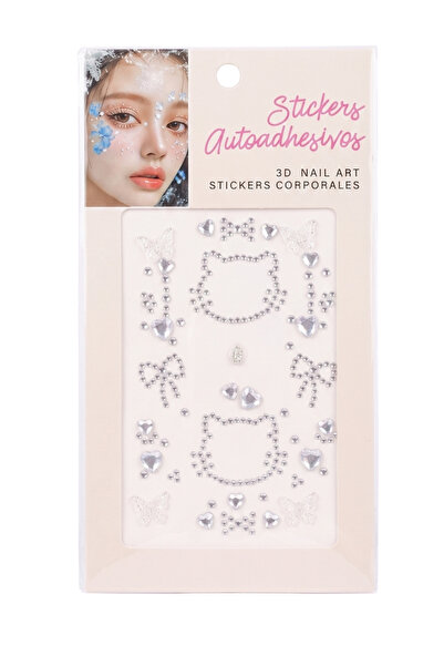 Le Mabelle Girl's Face Stone with Silver Butterfly and Cat Figures