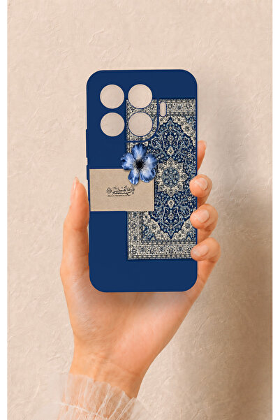 Vip Case Mi 17T Pro 5G Uyumlu Mavi Etnik Halı Desenli Silikon Kılıf