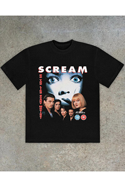 Grafftee Clothing Tricou oversize negru cu imprimeu Scream Film, unisex, 100%...