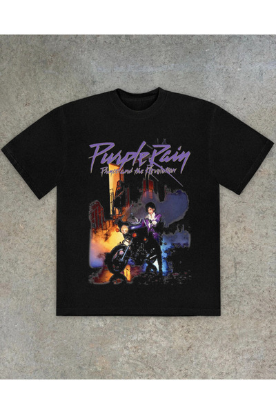 Grafftee Clothing Μπλουζάκι Unisex Oversize με στάμπα Prince Purple Rain