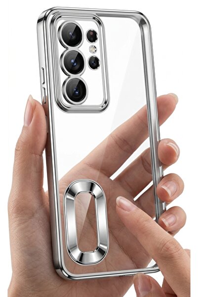 Redmi 15 5G Uyumlu Platin Kenarlı Şeffaf Silikon Kılıf - Parlak Krom Detaylı Lüks Arka Kapak