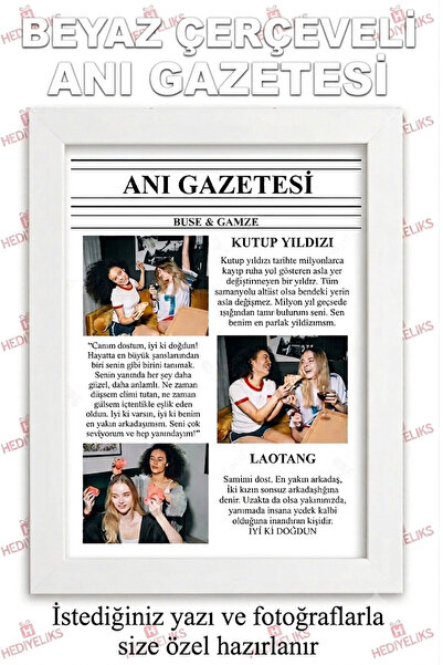 HEDİYELİKS Anı Gazetesi White Framed