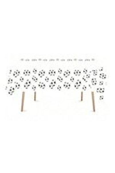 OEM Fată de masă cu mingi de fotbal, alb, negru, 108x108cm, set 1 buc