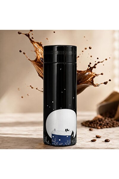 Taimi 500ML Insulated Stainless Steel Vacuum Flask, Moon & House Design, Hot ...