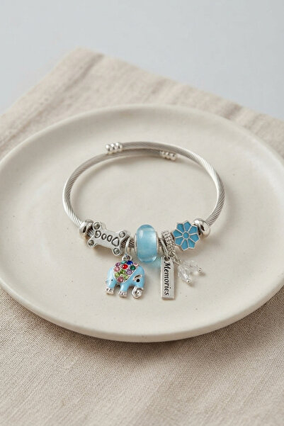 Mega Bazaar Blue Color Elephant Charm Bracelet