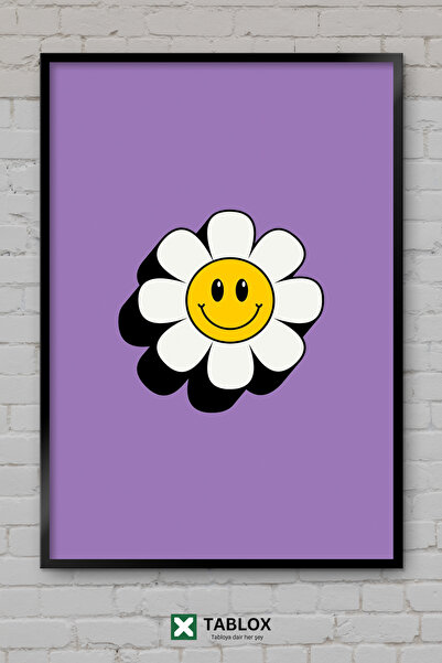 TABLOX Papatya Minimal Drawing Αισθητικό Λουλούδι με Ξύλινο Πλαίσιο Διακοσμητ...