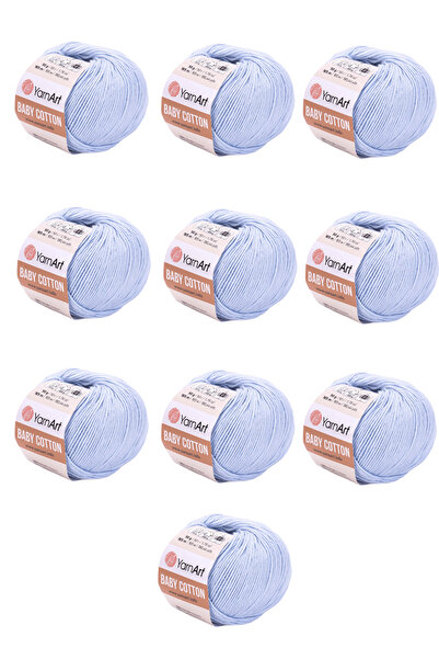 Yarnart Baby Cotton 10 τεμάχια νήμα για πλέξιμο στο χέρι (450 ανοιχτό μπλε) 5...