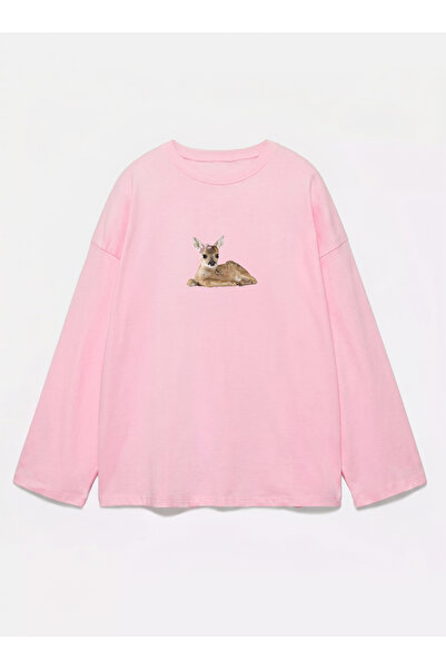 Disante 100% bumbac, cu potrivire oversize, imprimat Ceylan - tricou cu mânec...