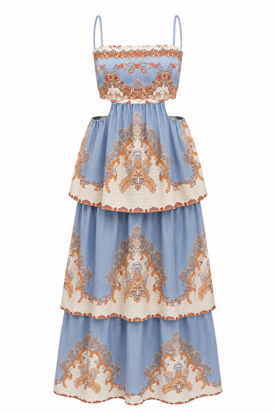 HAZELANNA Blue Dress with Layered Detail