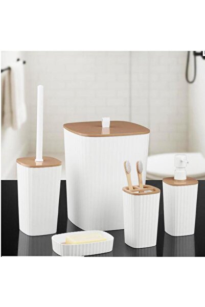 Kosova Safir 5-Piece Bathroom Set White 550-9B Oky-1417