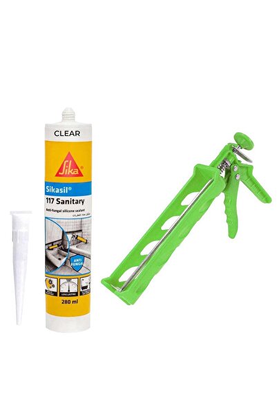Sika Duravel 117 Silicone Sealant with ABS Plastic Gun - Anti-Fungal Acetoxy ...