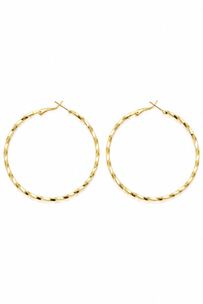 Jaida Moda Kadın Gold Çelik Büyük Boy Adana Burgusu Halka Küpe 1 Çift