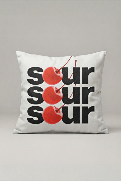 Generic Brand Black Red Sour Written Cushion Cover 336 – Sour Cherry Type Des...