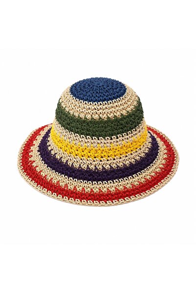 qoop store El Örgüsü Hasır Premium Bucket Şapka