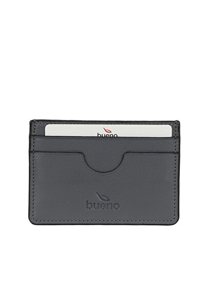 BUENO Gray Leather Unisex Card Holder