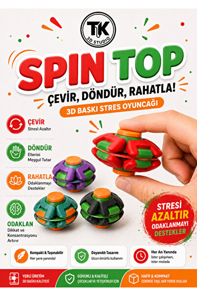 TK 3D Studio Dönen Top ( Spin Ball ) - Stres Topu - Demir Rulmanlı