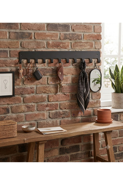 LUNOART 10-Hook Metal Hanger Rack – Black Multi-Purpose Door Back & Closet Or...