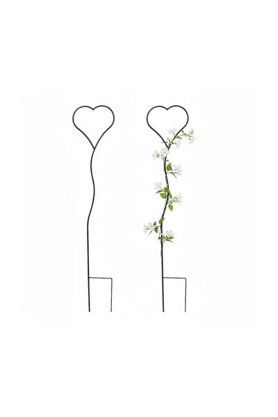 Relaxdays Plant trellis in heart shape, set of 2, Relaxdays, black, 116x22cm