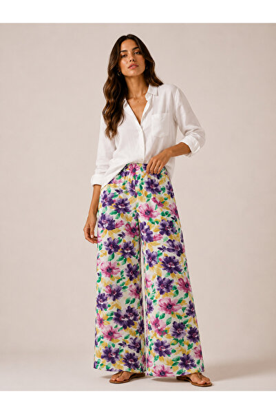 Levine Desenli palazzo pantolon yaz koleksiyonu premium summer fit