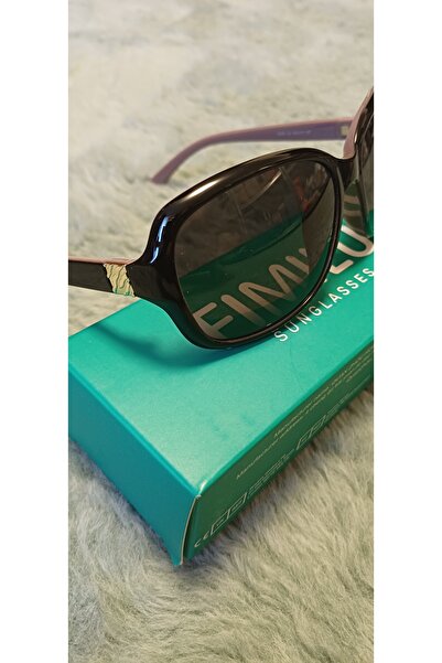 FIMILU Ochelari de soare femei, UV400, rame negre cu interior roz si model au...