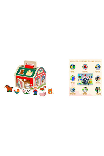 OEM Set jucarii educative : casuta ferma animalelor cu sortator forme geometr...