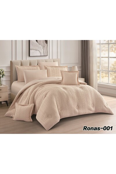 ALMIAAD Nefirin Royal Jacquard Embossed Full Filling 8 Pieces Bedspread Set 2...