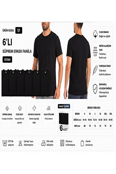 Yıldız Çamaşır Men's Single Jersey Closed Collar 100% Cotton Undershirt (50-5...