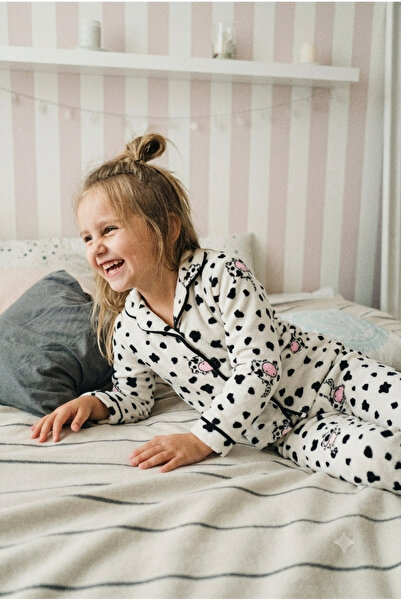 modaminikler Unisex Bebek&Çocuk İnek Figürlü Düğmeli %100 Pamuk 2'li Pijama T...