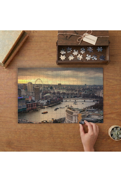 puntodizayn London Şehir Manzarası Tasarımı 240 parça Ahşap Puzzle Ahşap Kutu...