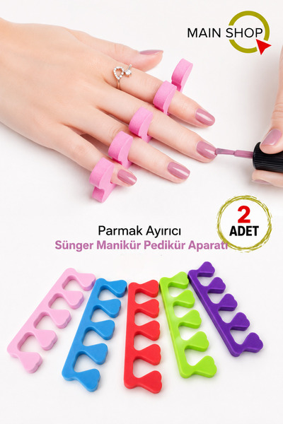 MAİN SHOP 2 Adet Parmak Ayırıcı Sünger Manikür Pedikür Aparatı – Oje Sürerken...