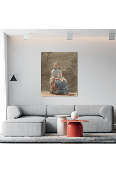 canvas المرأة المبدعة لفينسلو هومر - اطار بني