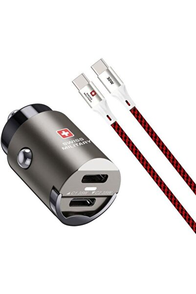 Swiss Military 35W Dual-Port Car Charger 2C USB-C 0.5m Cable - Black (SM-CC-3...