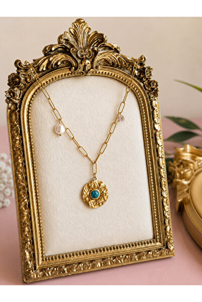 FLAWSOME JEWELRY STORE قلادة مزينة باللؤلؤ الفولاذي، قلادة بسيطة لا تفقد بريقها