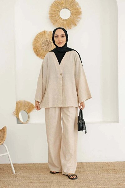 müqofficial Single Button Jacket Suit - Cream