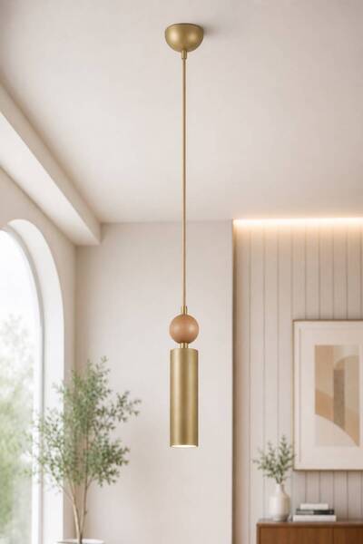 VENON Alkan Single Antique Wooden Detailed Chandelier | |   Single Pendant Ch...
